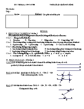 Kiểm tra chương I Hình học khối 7